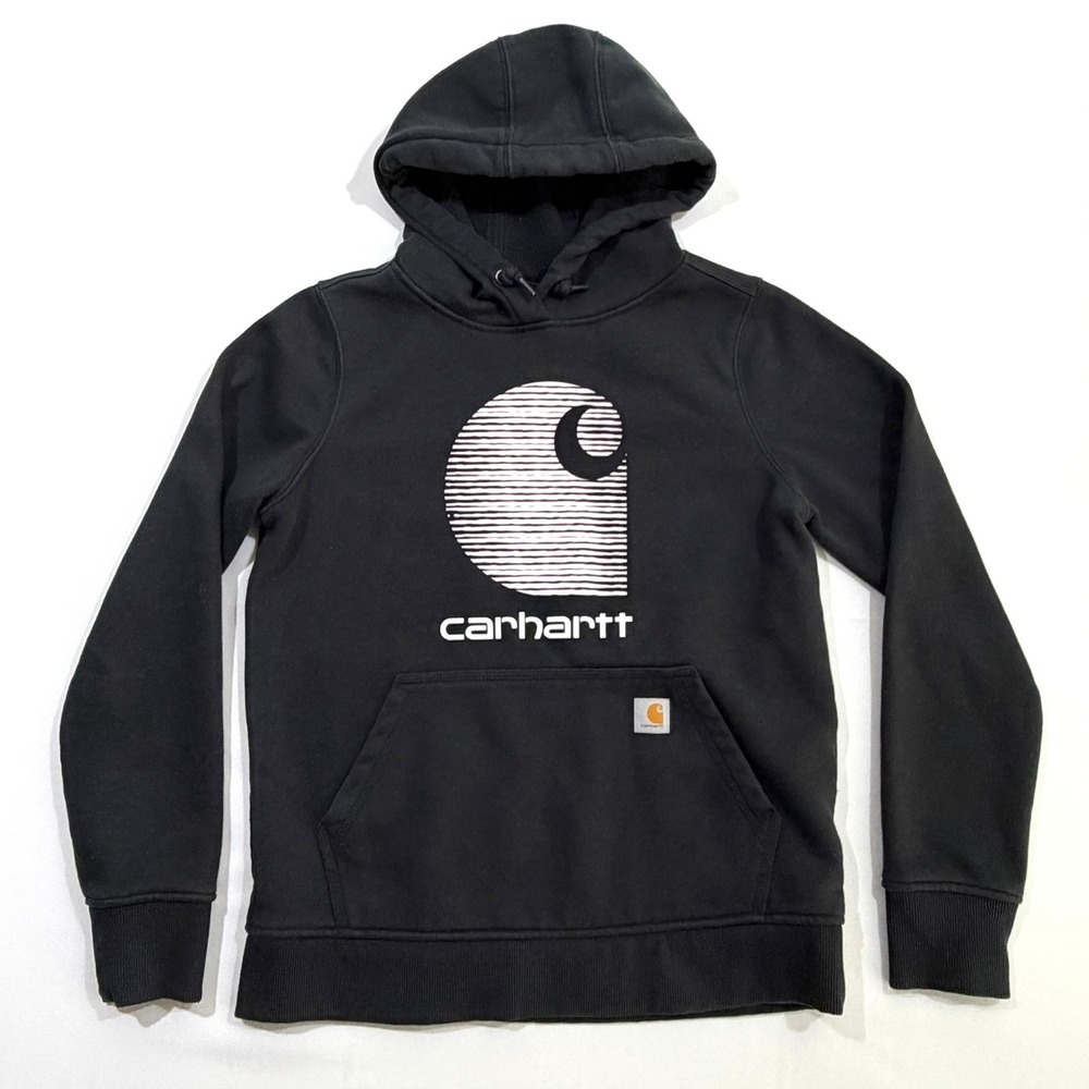 Carhartt‎ Rain Defender Hoodie Womens Small S Black Water Repellent Fleece Logo